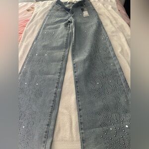 Women's Blue Embellished Jeans